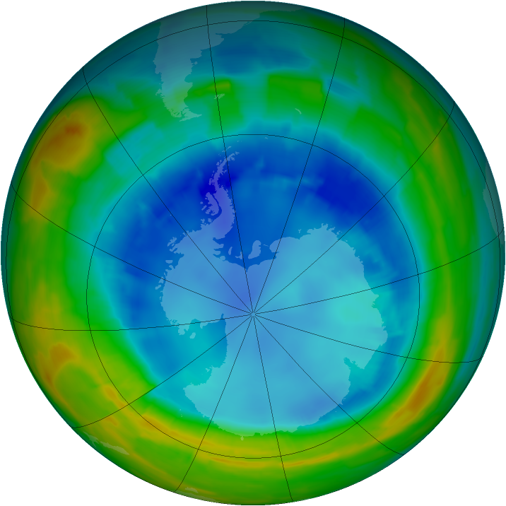 Antarctic ozone map for 18 August 2014